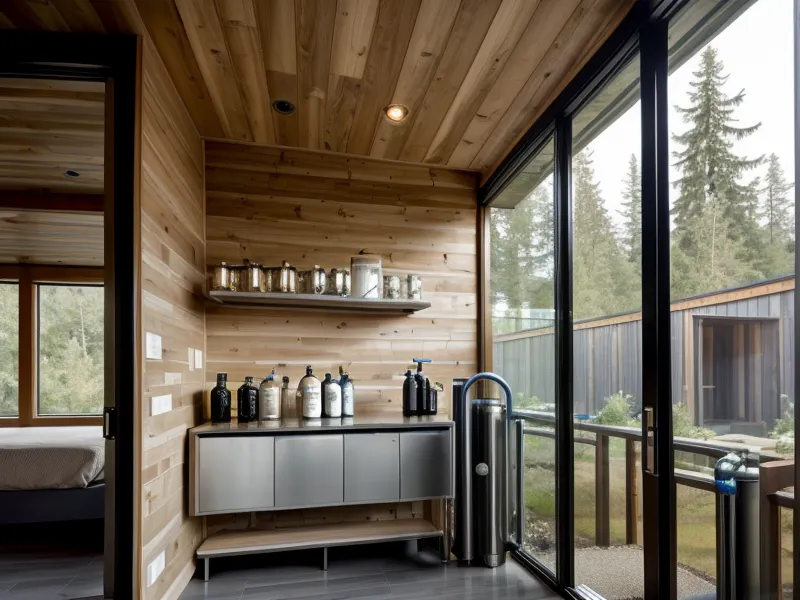 A professional water filtration system installed in a homestead utility shed